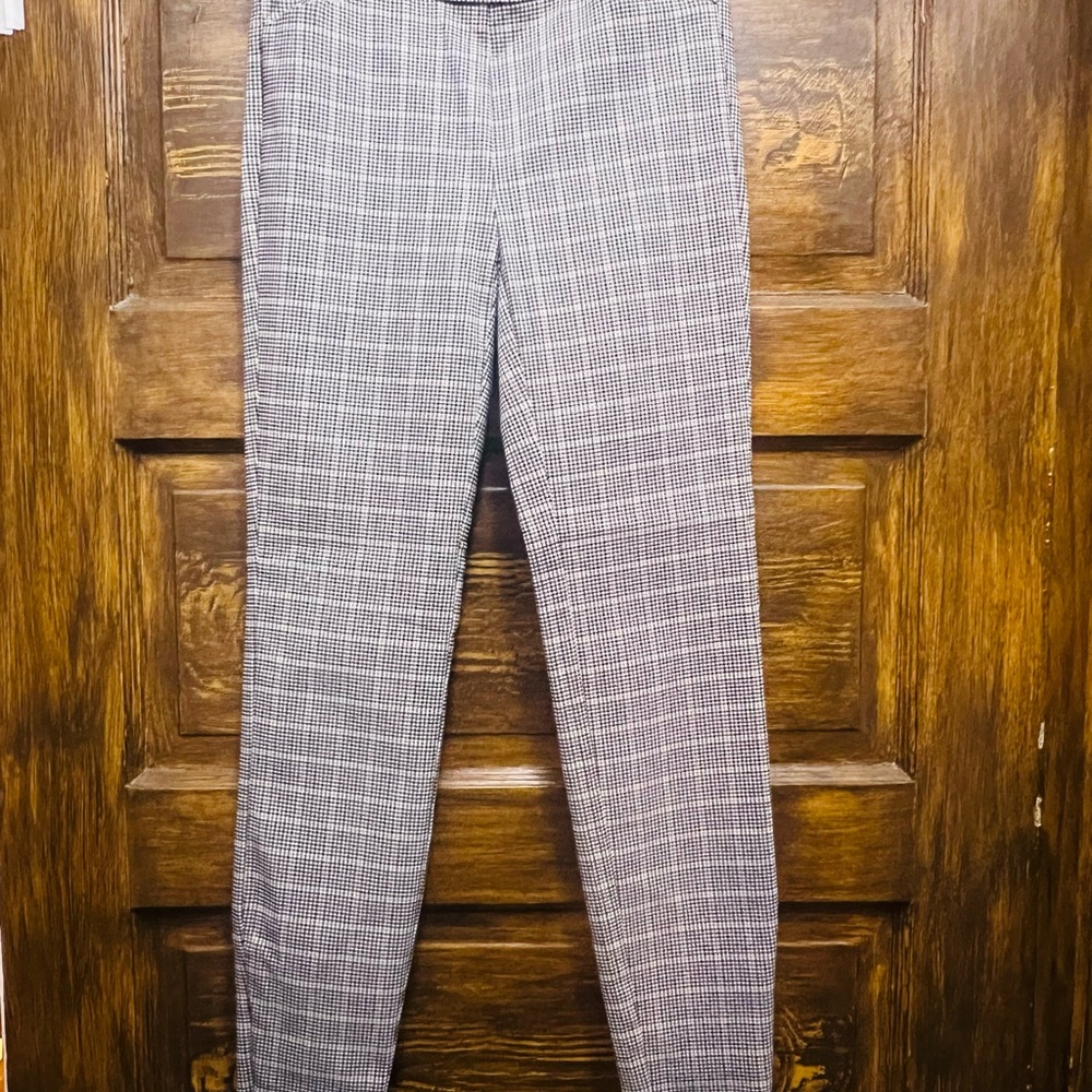 White House Black Market Women’s Mustard Yellow, Black & White Checkered Pants